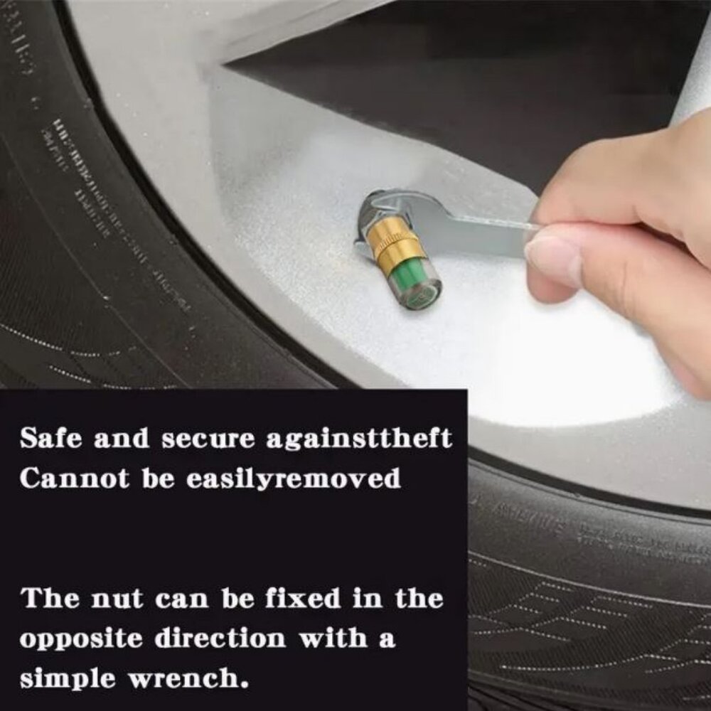 4-Pack PREMIUM Universal Tire Pressure Monitoring Valve Caps W/ Visual Indicator